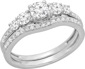 img 4 attached to 💍 Dazzlingrock Collection: 0.45 Carat Round Diamond Ladies 5 Stone Bridal Engagement Ring Set with Matching Band - 14K Gold