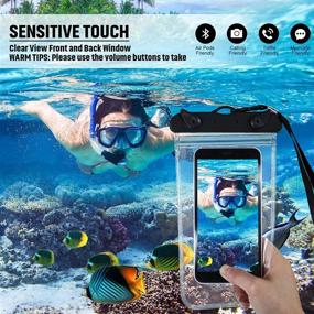 img 1 attached to Frienda Universal Waterproof Phone Pouch - 12 Piece Set | Clear Cellphone Dry Bag with Lanyard for Beach, Swimming, Snorkeling | Fits Smartphone up to 6.9 Inches | Black