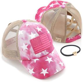 img 4 attached to 🧢 Criss-Cross Elastic Band Ponytail Caps for Kids - C.C Kids Messy Buns Trucker Plain Baseball Cap Series (BT-6-KIDS) (KIDS-BT-780) (KIDS-BT-783)