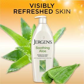 img 2 attached to Jergens Soothing Aloe Refreshing Body Lotion: Hydrating Aloe Vera Moisturizer with Illuminating Hydralucence Blend & Cucumber Extract - Dermatologist Tested, 10 Ounces