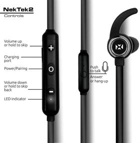 img 1 attached to 🎧 NVX NekTek2: Беспроводные наушники Bluetooth за шею с 10-часовым воспроизведением, накладками ComfortMax из памяти пены, быстрой 40-минутной зарядкой и встроенным микрофоном