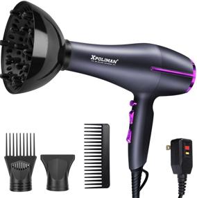 img 4 attached to 💨 High-Performance Ionic Salon Hair Dryer with Powerful AC Motor, Quick-Drying Hair Blow Dryer, Fast Drying Salon Hairdryers with Diffuser, Cool Shot Button, Lightweight Soft Touch Body - Dark Blue & Rose