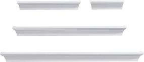 img 4 attached to 📚 White Floating Wall Shelves by Melannco - Ideal for Bedroom, Living Room, Bathroom, Kitchen, Nursery - Set of 4 Shelves