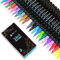 vibrant 24-color acrylic paint pens: extra fine point markers 🎨 for rock, fabric, wood, glass, canvas, ceramic, and more – water-based ink logo