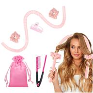 🌀 no-heat curling rod headband with hair claw clips and comb – soft foam hair rollers – flexi rods for hair styling – hair styling stick for long hair logo