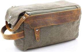 img 1 attached to 🛍️ Men Women's Toiletry Bag, Crazy Horse Leather Dopp Kit for Travel, Shaving Bag with Canvas Interior - Ideal for Men's Toiletries