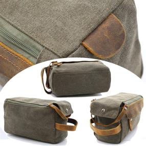 img 3 attached to 🛍️ Men Women's Toiletry Bag, Crazy Horse Leather Dopp Kit for Travel, Shaving Bag with Canvas Interior - Ideal for Men's Toiletries