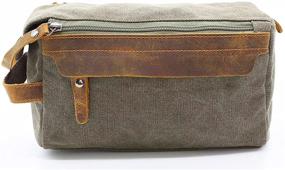 img 4 attached to 🛍️ Men Women's Toiletry Bag, Crazy Horse Leather Dopp Kit for Travel, Shaving Bag with Canvas Interior - Ideal for Men's Toiletries