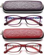 👓 1.5 uv protection women readers: purple red ladies retro blue light blocking reading glasses for computer use logo