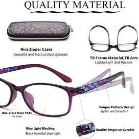 img 2 attached to 👓 1.5 UV Protection Women Readers: Purple Red Ladies Retro Blue Light Blocking Reading Glasses for Computer Use