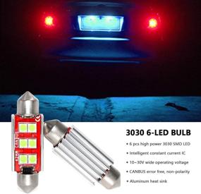img 2 attached to Phinlion Super Bright 578 LED Ice Blue Bulb 3030 6-SMD Festoon 41Mm 42Mm 211-2 212-2 214-2 Bulbs For Car Interior Map Dome Trunk Courtesy Light