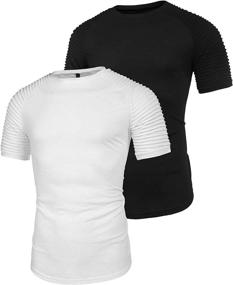 img 3 attached to 👕 COOFANDY Men's 2-Pack Fitted T-Shirts with Pleated Sleeves - Ideal for Workout, Gym, Longline Designer Tee