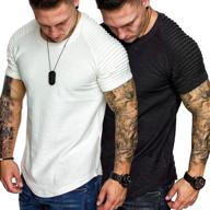 👕 coofandy men's 2-pack fitted t-shirts with pleated sleeves - ideal for workout, gym, longline designer tee logo