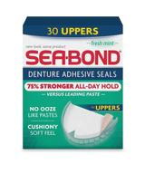 💪 sea bond secure denture adhesive seals, fresh mint uppers, zinc free, long-lasting hold, no mess, 30 count logo