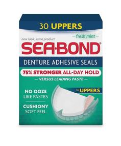 img 4 attached to 💪 Sea Bond Secure Denture Adhesive Seals, Fresh Mint Uppers, Zinc Free, Long-lasting Hold, No Mess, 30 Count
