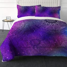 img 4 attached to 🛌 Набор одеял ARIGHTEX Purple Queen - Boho Mandala Sherpa Comforter - Ультрамягкое микроворсовое 3D-перевернутое пушистое постельное белье для женщин - Яркие блестящие бохемские покрывала с подушками (размер Queen)