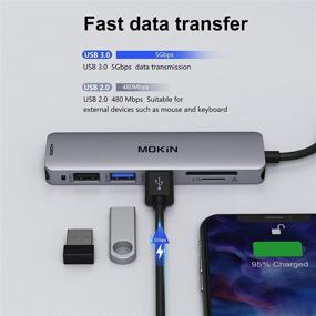 img 2 attached to 🔌 MOKiN 5 in 1 USB C Hub HDMI Adapter for MacBook Pro 2019/2018/2017 with USB 3.0, SD/TF Card Reader - Space Gray