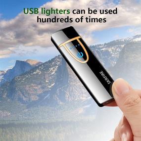 img 3 attached to 🔥 SKRFIRE Mini Windproof Lighter: Double-Sided Electric Lighter with Smart Touch Switch - Rechargeable USB Lighter for Cigarettes, Tungsten Turbo Spiral Design