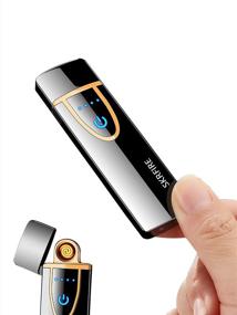 img 4 attached to 🔥 SKRFIRE Mini Windproof Lighter: Double-Sided Electric Lighter with Smart Touch Switch - Rechargeable USB Lighter for Cigarettes, Tungsten Turbo Spiral Design