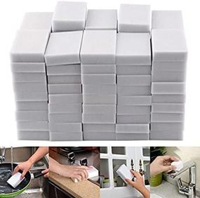 img 2 attached to 🧽 100 Bulk White Melamine Sponges for Cleaning, Multipurpose Magic Eraser, Household Foam Cleaner for Kitchen, Bathtub, Toilet, Wall - Ideal for SEO