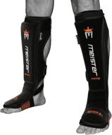 🧤 meister edge leather instep shin guards - enhanced with gel padding (pair) - stylish black design logo