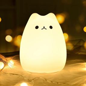 img 4 attached to GoLine Gifts: Adorable Kitty Night Light for Women, Teens, and Babies - Cute Christmas Silicone Nightlights for Kids Bedrooms (Multicolor Light)