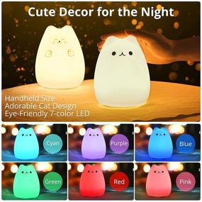 img 3 attached to GoLine Gifts: Adorable Kitty Night Light for Women, Teens, and Babies - Cute Christmas Silicone Nightlights for Kids Bedrooms (Multicolor Light)