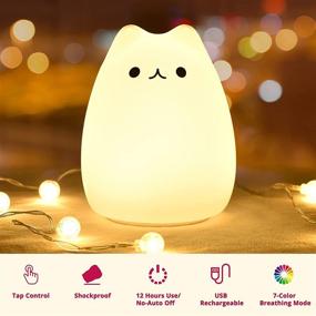 img 1 attached to GoLine Gifts: Adorable Kitty Night Light for Women, Teens, and Babies - Cute Christmas Silicone Nightlights for Kids Bedrooms (Multicolor Light)