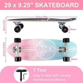 img 2 attached to 🏄 Wheelive Surf Skateboards - 29 Inch Complete Cruiser Skateboard with Carving Truck and 7 Layer Canadian Maple Deck for Kids, Youth, and Adults - Ideal for Cruising and Carving