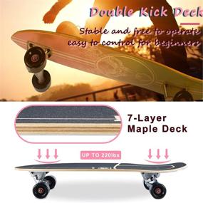 img 1 attached to 🏄 Wheelive Surf Skateboards - 29 Inch Complete Cruiser Skateboard with Carving Truck and 7 Layer Canadian Maple Deck for Kids, Youth, and Adults - Ideal for Cruising and Carving