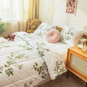 img 2 attached to 🌺 Bedbay Garden Flowers Comforter Set Queen Size: Botanical Comforter in Green Leaves and Pink Flowers Print - 3-Piece Garden Set: 1 Comforter + 2 Pillowcases (Flowers, Queen Size)