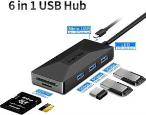 img 3 attached to Rocketek Multi USB 3.0 Hub Adapter: 3-Port Portable Docking Station, Card Reader & Power Port for Laptops, Tablets & Ultrabooks