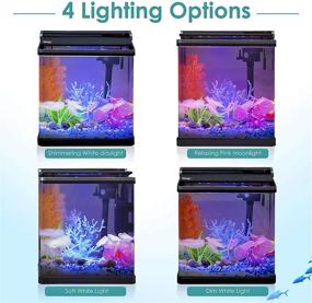 img 2 attached to 🐠 Hygger Small Betta Fish Tank with LED Lighting: 4 Gallon Desktop Aquarium Starter Kit with Lid, Filter Pump & Cartridges - Ideal for Snail & Tropical Fish