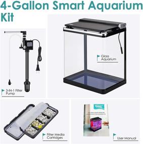 img 3 attached to 🐠 Hygger Small Betta Fish Tank with LED Lighting: 4 Gallon Desktop Aquarium Starter Kit with Lid, Filter Pump & Cartridges - Ideal for Snail & Tropical Fish