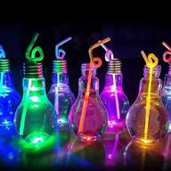 🎉 set of 5 clear plastic light bulb shaped bottles with sealing caps and metal straw caps, glowing bottom, 500ml - perfect for parties and favors логотип