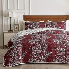 img 3 attached to 🎄 Red Branch Christmas Quilt Set - Twin Size 68x86 - Soft Microfiber Lightweight Coverlet - All Season Bedspread - Summer Comforter Set - Bed Cover with 2 Pieces, Including 1 Quilt and 1 Sham