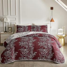 img 2 attached to 🎄 Red Branch Christmas Quilt Set - Twin Size 68x86 - Soft Microfiber Lightweight Coverlet - All Season Bedspread - Summer Comforter Set - Bed Cover with 2 Pieces, Including 1 Quilt and 1 Sham