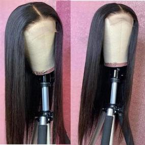 img 3 attached to 🌟 Премиум парики Brazilian Straight длиной 20 дюймов с кружевным передом для черных женщин - естественный линия волос, предварительно вырванные с детскими волосами, плотность 150%