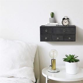 img 2 attached to 🌙 Y&ME YM Floating Nightstands with Drawers - Set of 2 Rustic Wooden Wall Mounted Shelves for Bedroom and Bathroom in Black