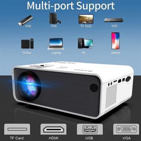 img 2 attached to 🎥 PRNAIEV Portable Projector – Native 720P, Full HD 1080P Video Support, 200'' Screen Home Theater Movie, 4500LM Outdoor Mini Projector HDMI/USB/TF/TV Stick/Smartphone/PS4 Compatible