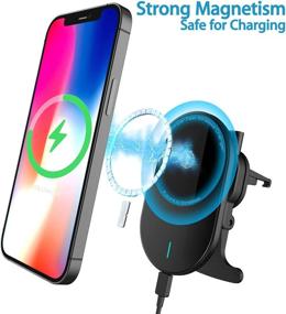 img 2 attached to 15W Magnetic Wireless Car Charger for iPhone 12 Pro Max/12 Pro/12/12 Mini - Fast Qi Car Phone Holder Mount Compatible with MagSafe Cases and QC3.0 Car Charger - Fast Charging