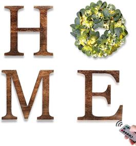 img 4 attached to 🏠 Homecor Home Letter Wall Decor - Stylish Wooden Home Sign for Living Room with 8-Modes Light and Eucalyptus Wreath – Modern Entryway Rustic Wall Decorations