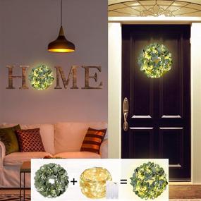 img 1 attached to 🏠 Homecor Home Letter Wall Decor - Stylish Wooden Home Sign for Living Room with 8-Modes Light and Eucalyptus Wreath – Modern Entryway Rustic Wall Decorations