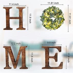 img 3 attached to 🏠 Homecor Home Letter Wall Decor - Stylish Wooden Home Sign for Living Room with 8-Modes Light and Eucalyptus Wreath – Modern Entryway Rustic Wall Decorations