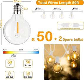 img 1 attached to 🌟 Doratale 50Ft G40 Outdoor String Lights Led Waterproof: 52 Shatterproof LED Bulbs for White Christmas and Year-Round Backyard Decoration