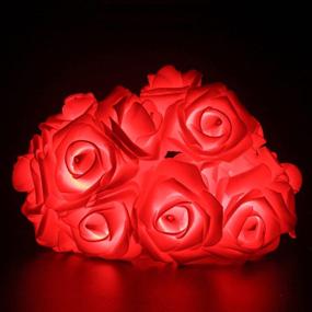 img 4 attached to 🌹 VIPMOON Rose Flower String Lights: 2M 20LED Battery-Operated Fairy Lights for Valentine's Day Wedding, Party, Christmas Decoration (Red)