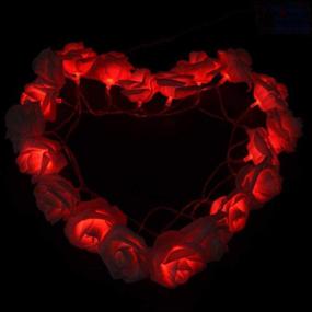 img 2 attached to 🌹 VIPMOON Rose Flower String Lights: 2M 20LED Battery-Operated Fairy Lights for Valentine's Day Wedding, Party, Christmas Decoration (Red)