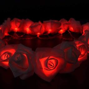 img 1 attached to 🌹 VIPMOON Rose Flower String Lights: 2M 20LED Battery-Operated Fairy Lights for Valentine's Day Wedding, Party, Christmas Decoration (Red)