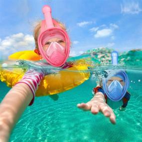 img 2 attached to 🤿 QingSong Kids Snorkel Mask Full Face with Camera Mount - 180 Degree Panoramic View, Anti-Fog & Leak-Proof Snorkeling Set