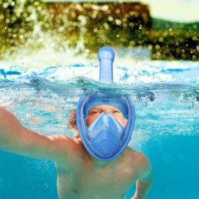 img 1 attached to 🤿 QingSong Kids Snorkel Mask Full Face with Camera Mount - 180 Degree Panoramic View, Anti-Fog & Leak-Proof Snorkeling Set